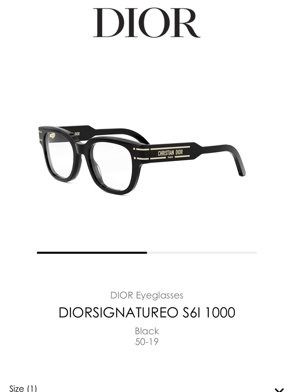 Dior Black and Gold Signature Eyeglasses DIORSIGNATUREO S6I 1000